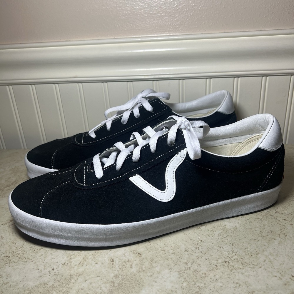 Vans Retro Sport Suede Black White Flying V Low Top Skate Shoes Men's US Size 13